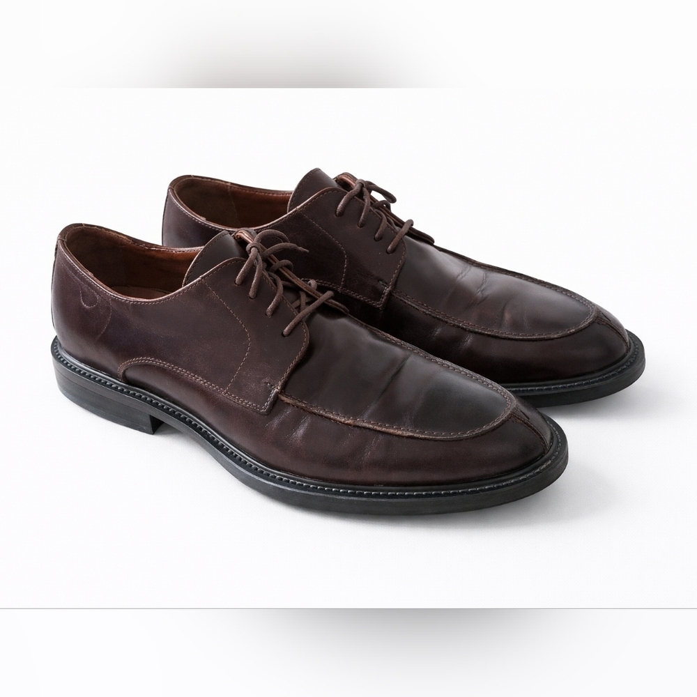 Johnston and Murphy 20-7352 Brown Leather Split Toe Derby Oxford sz 10